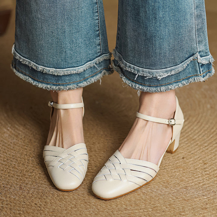 Evora Genuine Leather Heels